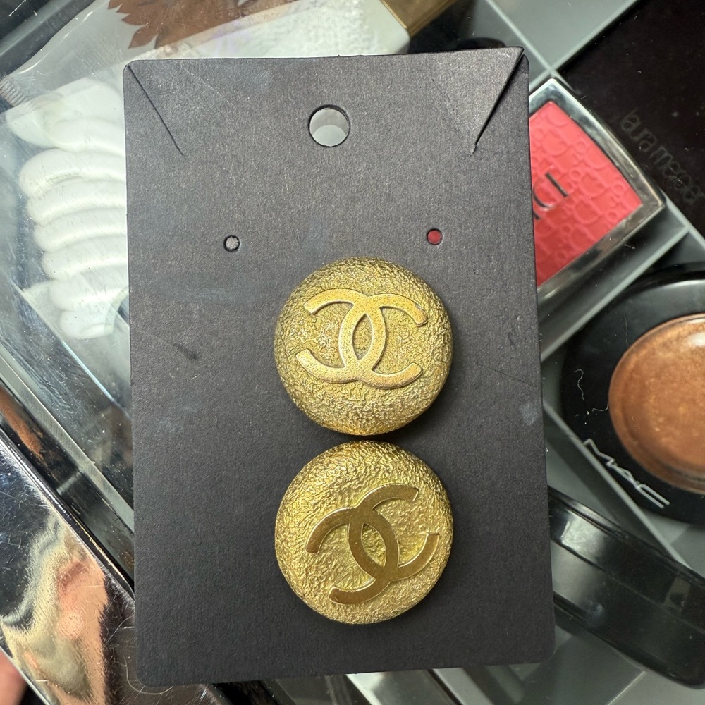 CHANEL Gold Textured Earrings